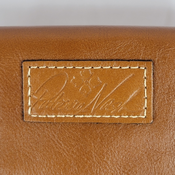 Patricia Nash Valerie Fold Over Wristlet Brown Leather Purse Clutch has strap - Picture 7 of 16